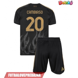 Lacne Dětský Futbalové dres Juventus Andrea Cambiaso #20 2026-27 Krátky Rukáv - Tretina (+ trenírky)